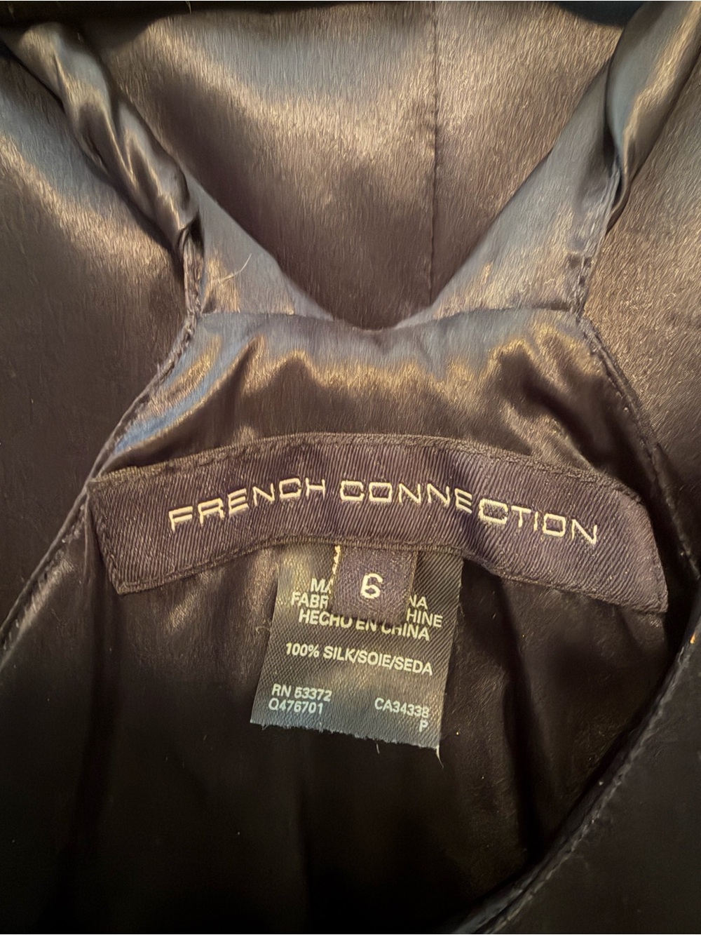 French Connection Black Satin Slip with Racerback Straps - Picture 3 of 3